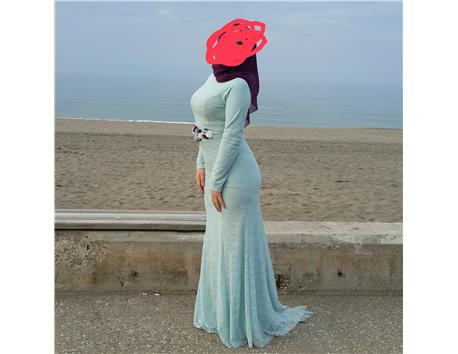 Bebe mavisi balık model dantel elbise