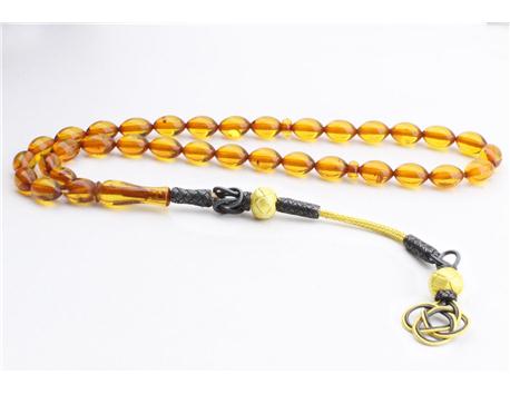 1000 Ayar Gümüşlü Orjinal Kehribar Tesbih (Arpa Kesim) 400TL