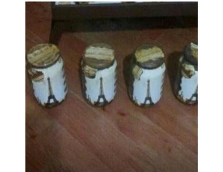 5 adet eyfel kuleli desenli kavanoz 