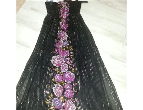 Straptez uzun sifon elbise