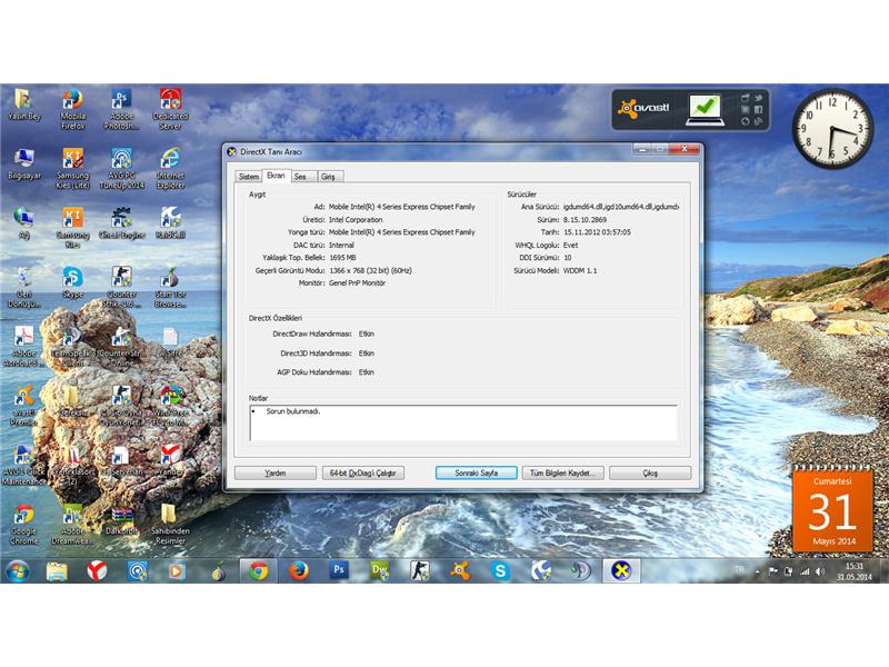 Dell İnspiron 1545 Core 2 Duo 2.40 GHZ//4 GB Ram// 1695 MB Ekran Kartı// 320 GB HDD
