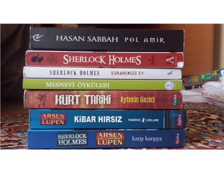 Takas kitaplar: Sherlock Holmes, Arseb Lupen, Hasan Sabbah, Mesnevi Oykuler, Kurt Tarihi, 