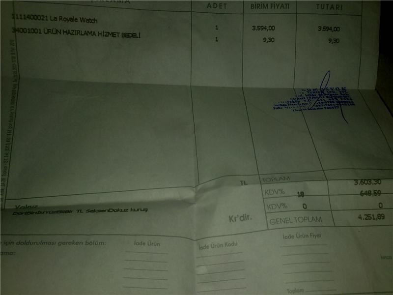 LA ROYALLE İSVİÇRE EL YAPIMI ´´0´´ ACİL