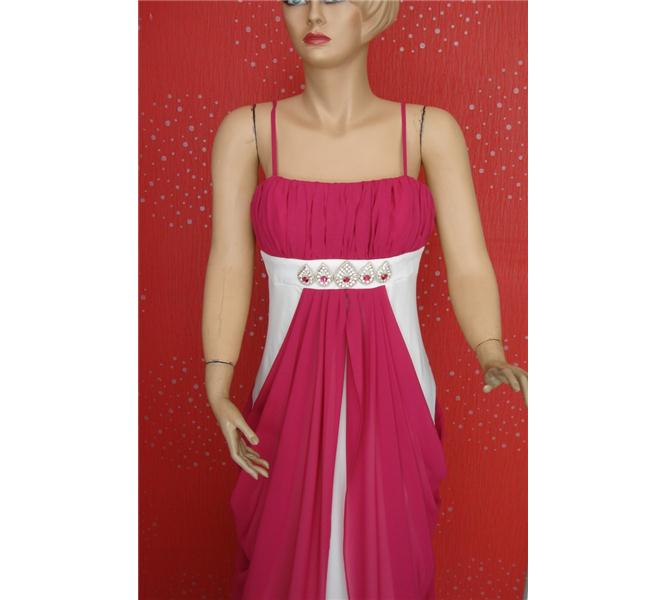Pembe Beyaz Askılı Abiye