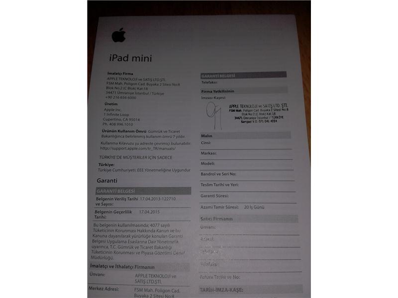 İPAD MİNİ WİFİ SIFIR KUTUSUNDA HEDİYE HİÇ AÇILMAMIŞ, KULLANILMAMIŞ