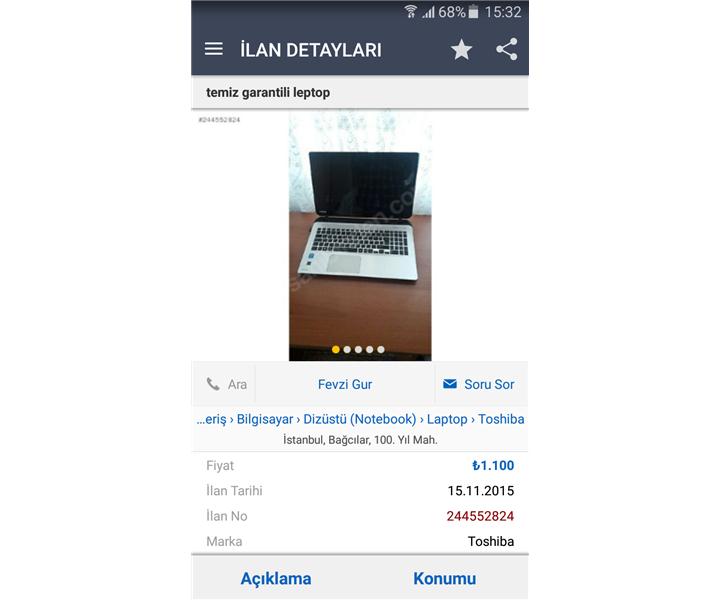 Temiz 5 aylık leptop