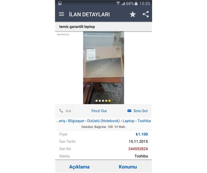 Temiz 5 aylık leptop