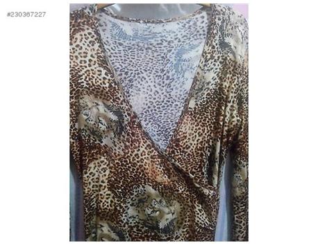 LEOPAR DESENLİ UZUN KOLLU ELBİSE
