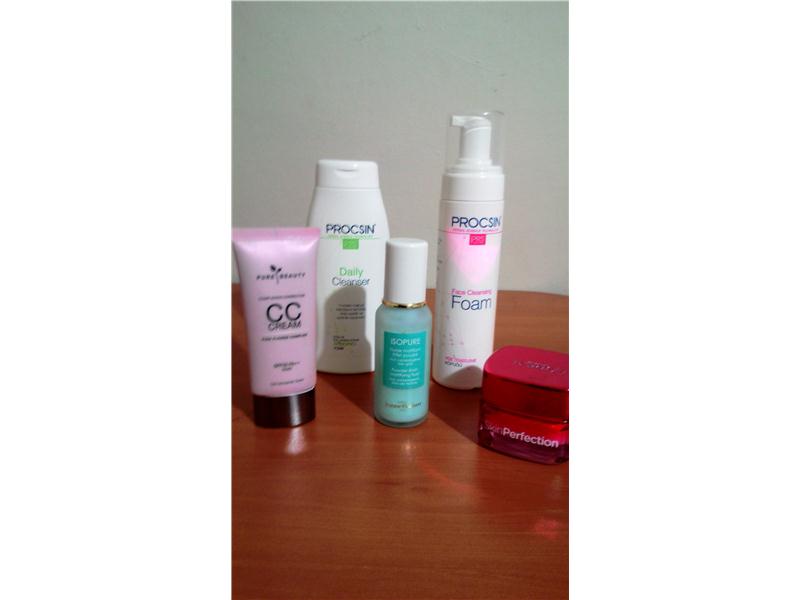 YÜZ TEMİZLEME SETİ (Loreal Skin Perfection,Jeanne Piaubert (ISOPURE),PROCSIN(Yüz Temizleme Köpüğü+Tonik),Pure Beauty( CC Krem Spf 30 PA++)