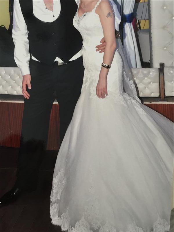 %90 İNDİRİM NARİN MODA ÖZEL DİKİM 2015 BALIK MODEL GELİNLİK 36-38 BEDEN