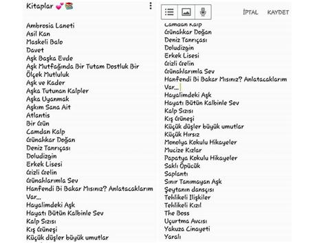 Satılık veya Takaslık kitapların listesi