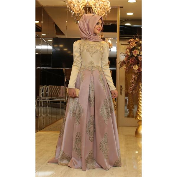 Tesettür Abiye Pınar şems Harem LİLA 36 BEDEN (KİRALIK)