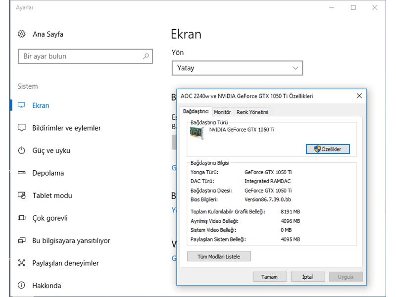 [SATILDI] İ7 960M İŞLEMCİ / 8 GB RAM (4+4) / NVİDİA GTX 1050 Tİ 4 GB OC EKRAN KARTI TOPLAMA PC