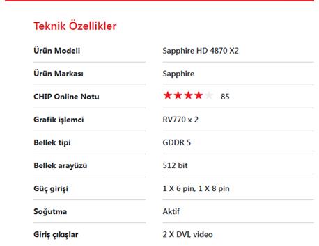 HIS HD 4870 2 GB (512bit ) GDDR5 PCIe-ATİ RADEON HIS HD  AMD Ekran Kartı Bellek Türü GDDR5 Bellek Arayüzü 512 BİT (2x256  yani toplamda cana