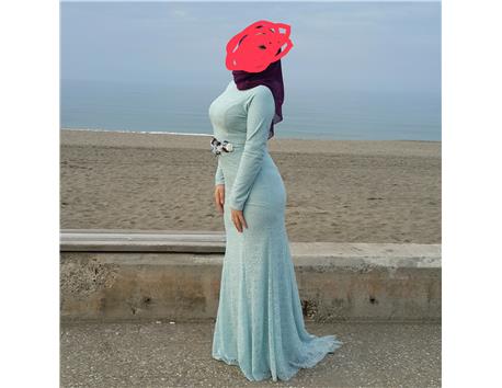 Bebe mavisi balık model dantel elbise