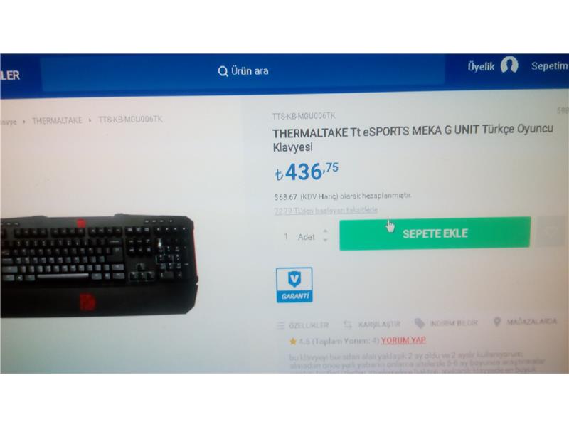 Oyuncu Klavyesi THERMALTAKE Tt eSPORTS MEKA G UNIT Türkçe Oyuncu Klavyesi