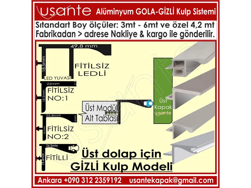 gola gizli kulp profil ve aksesuarları 