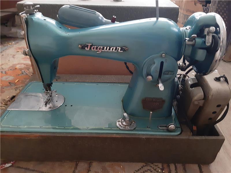 Antika Jaguar De Luxe Retro mavi dikiş makinası