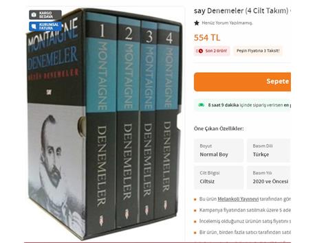 Montaigne Denemeler / Bütün Denemeler - [4 Cilt Takım]