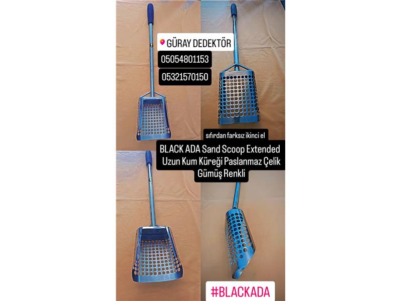 BLACK ADA Sand Scoop Extended  Uzun Kum-Dalış-Plaj Küreği Paslanmaz Çelik Gümüş Renkli 