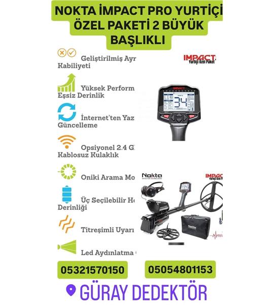 NOKTA İMPACT PRO YURTİÇİ ÖZEL PAKETİ 2 BÜYÜK BAŞLIKLI DEDEKTÖR