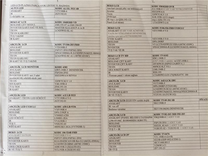 Led Lcd tv kartları toplu halde