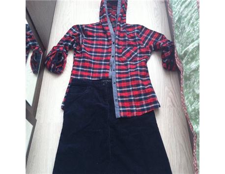 Kombin 30 tl etek sıfır collezione marka gömlek Oduncu tarzı kapişonlu #satılık #satıyorum #etek #gömlek #ikinciel #ucuz #marka #collezione #lulunundolabi
