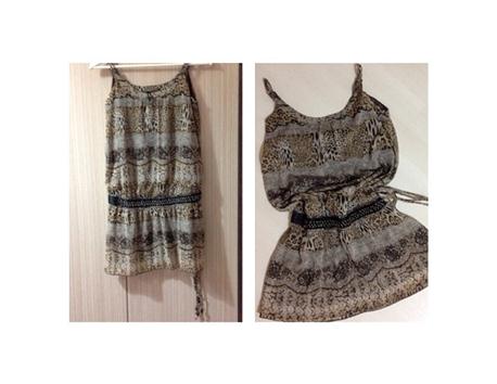 Bershka leopar desenli belden oturtmalı mini elbise Small Beden \/ 25 TL