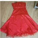 Kirmizi straptez mini abiye sadece 25 tl